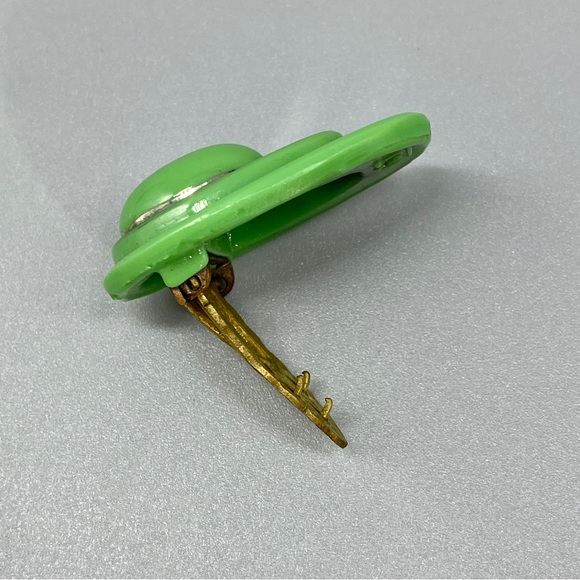 Vintage Art Deco Poured Glass Dress Clip Pin - Picture 14 of 15